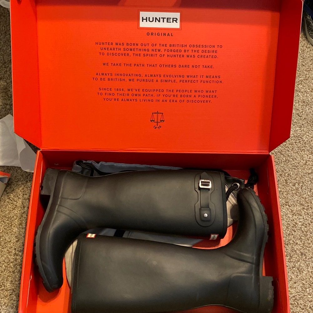 Hunter boots, original Tour foldable, black, size 10